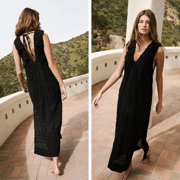 Free People Agatha Midi Dress in Black - Picture 6 of 7
